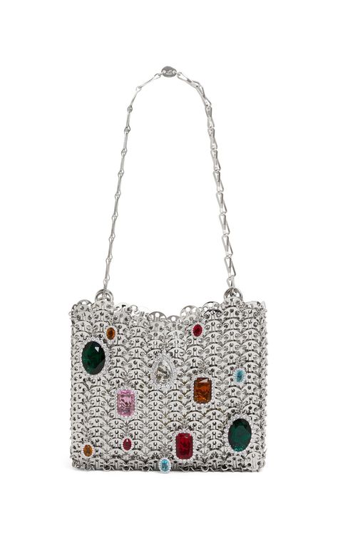 1969 Nano Gem Embellished Brass Bag By Paco Rabanne | Moda Operandi Paco Rabanne Bag, Australia Clothes, Jeweled Bag, Signature Rings, Sunglass Chain, Vintage Purses, Chain Mail, Paco Rabanne, Small Leather Goods