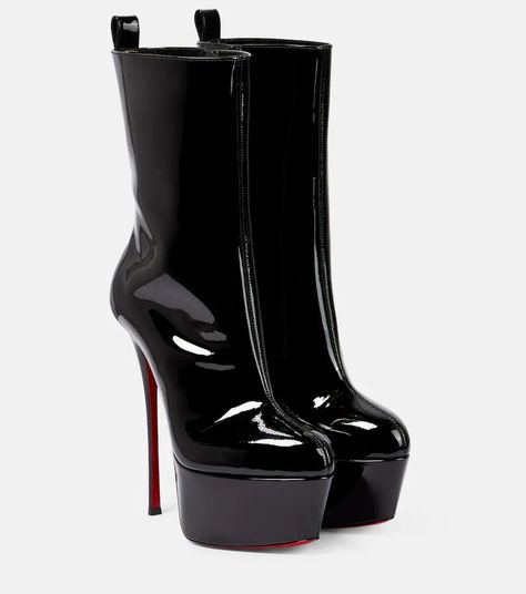 Christian Louboutin - Dolly Alta 160 platform ankle boots | Mytheresa Louboutin Spiked Heels, Louboutin Online, Christian Louboutin Women, Spike Heels, High Heel Boots Ankle, Platform Ankle Boots, Red Bottoms, Shoes Booties, Black Leather Boots