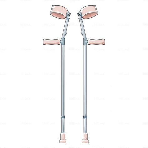 Orthopedics Medical Crutch vector How To Draw Crutches, Crutch Drawing Reference, Crutches Drawing, Crutches Pose Reference, Ninjago Oc, Forearm Crutches, Art Notes, Mobility Aids, Crutches