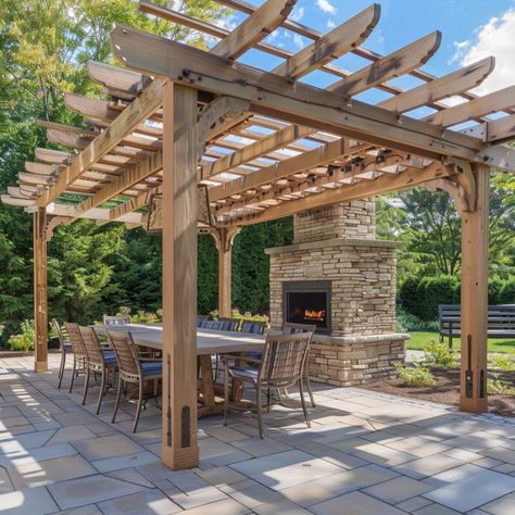 The 20 Best Pergola Design Ideas - Rhythm of the Home Pergola Farmhouse, Pergola Decor Ideas, Luxury Pergola, Black Pergola, Backyard Decorating Ideas, Pergola Design Ideas, Pergola Cover, Spanish Courtyard, Pergola Decor