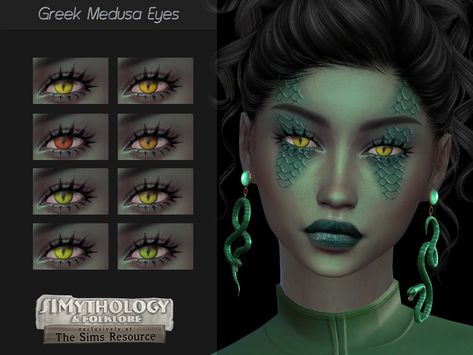 The Sims Resource - SIMythology Greek Medusa Eyes Medusa Eyes, Greek Medusa, Sims 4 Makeup, Medusa Snake, Sims 4 Cc Eyes, Sims Hair, Makeup Eyes, Sims 1, Cc Sims