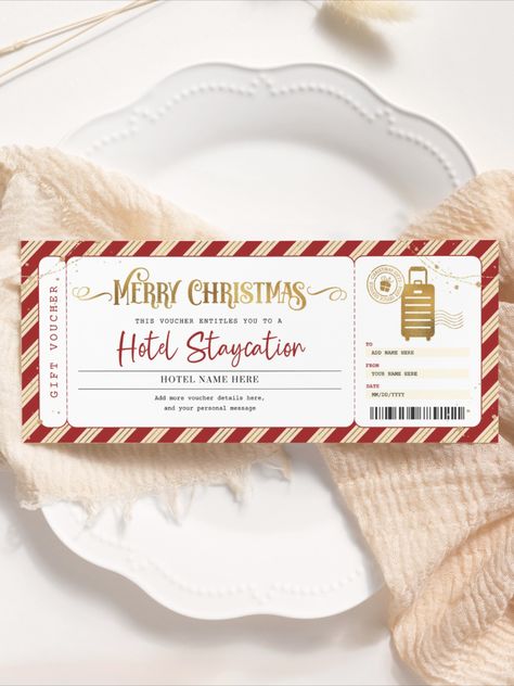 Editable template. Hotel Christmas Voucher EDITABLE, Hotel Staycation Gift Certificate Printable, Hotel Reservation, Weekend Away Trip, Pack Your Bags, Printable Gift Certificate, Staycation Ticket, Dinner and Hotel Ticket, Hotel Stay Coupon, Hotel Gift Certificate, Instant Download Christmas Concert Invitation, Christmas Ticket, Christmas Voucher, Gift Certificate Printable, Class Christmas Gifts, Christmas Vouchers, Christmas Gift Vouchers, Christmas Gift Certificate, Movie Night Gift