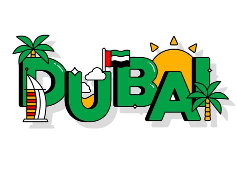 Dubai 🌴🇦🇪 ☀️ by Mat Voyce Dubai Logo Design, Dubai Animation, City Illustration Design, Mat Voyce, Dubai Illustration, City Animation, Dubai Places, Dubai Wallpaper, Dubai Logo