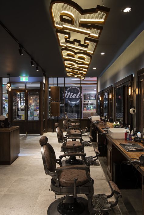 The Bearded Barber — Span Design Studio Modern Barber Shop, Barber Shop Vintage, Barbershop Design Interior, Best Barber Shop, Barber Shop Interior, Hair Salon Interior, Salon Suites Decor, Barbershop Design, Interior Ceiling Design