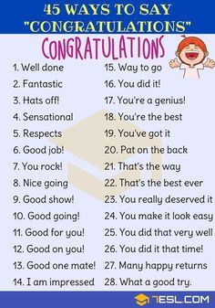 45 Ways to Say Congratulations in English - 7 E S L Struktur Teks, Ways To Say Congratulations, Say Congratulations, Conversational English, English Vocab, English Verbs, Learn English Grammar, Interesting English Words, Good Vocabulary Words