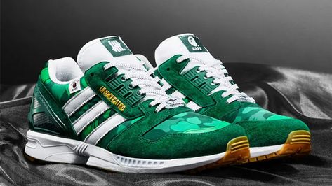 BAPE x Undefeated x adidas ZX 8000 Green First Look Adidas Zx 8000, Adidas Runners, Adidas Originals Shoes, Adidas Models, Sneak Attack, Classic Adidas, Kicks Shoes, Adidas Zx, Green Sneakers