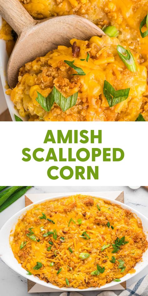 Amish Corn Pie, Scalloped Corn With Crackers, Escalloped Corn Recipe, Scalloped Corn Recipes, Scallop Corn, Corn Casseroles, Scalloped Corn Casserole, Basic Foods, Scalloped Corn