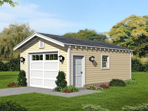 062G-0136: One-Car Garage Plan Offers Extra Parking; 17x20 Single Car Garage, Garage Door Sizes, Floorplan House, Garage Plans With Loft, Garage Plans Detached, Gazebo On Deck, Craftsman Details, Building A Garage, Crown Moldings