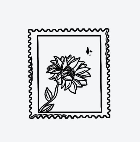 Sunflower Postage Stamp Tattoo, Sunflower Stamp Tattoo, Tattoo Sunflower, Stamp Tattoo, G Tattoo, Sunflower Tattoo, Post Stamp, Flower Stamp, Elegant Tattoos