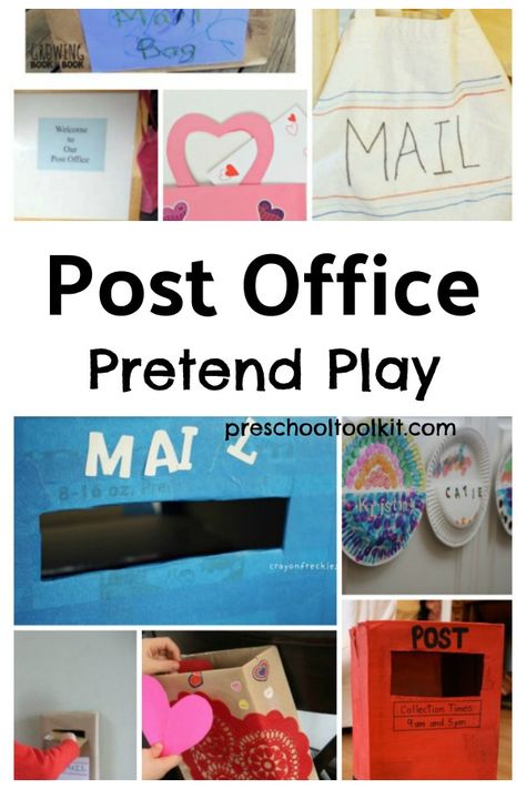 Post office dramatic play with homemade mailbags and post boxes #prekactivity #pretendplay Post Office Activities, Pretend Play Post Office, Post Office Play, Play For Preschoolers, Preschool Scavenger Hunt, Post Office Dramatic Play, Office Dramatic Play, Kids Role Play, Homemade Bags