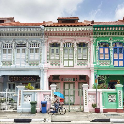 2,324 Likes, 97 Comments - Magdalena (@magspangeni) on Instagram: “Koon Seng Road is like Notting Hill of Singapore  beautifully pastel painted houses  the other…” Painted Houses, Notting Hill, World Cultures, House Painting, Travel Destinations, Singapore, Pastel, Instagram Post, Road