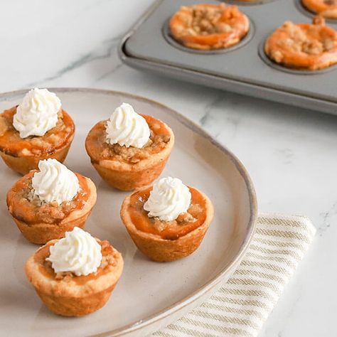 Mini Pumpkin Tarts (Gluten-Free Recipe) from Land O'Lakes Fall Dessert Recipes Pumpkin, Fall Dessert Recipes Apple, Tassies Recipe, Sweet Potato Pound Cake, Pumpkin Pound Cake, Holiday Buffet, Cooking And Baking Recipes, Pumpkin Tarts, Frozen Pumpkin