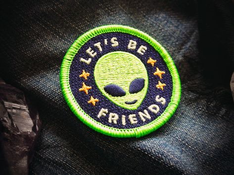 Friendly Alien Patch by Jeff Finley #Design Popular #Dribbble #shots Aesthetic Alien, Alien Patch, Lets Be Friends, Alien Aesthetic, Arte Alien, Iron On Embroidered Patches, Aliens And Ufos, Extra Terrestrial, Fabric Glue