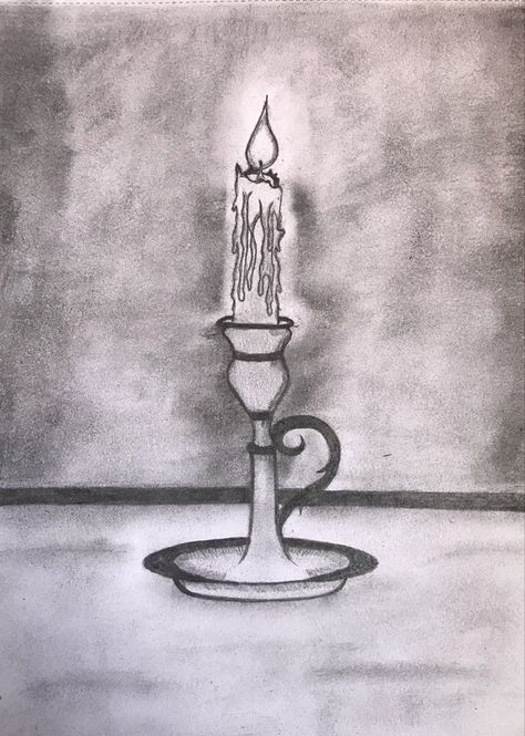 Melting Candle Drawing, Melted Candle, Melting Candle, Candle Drawing, Arte Aesthetic, Candle Night, Pencil Shading, Easy Art, Art Animals