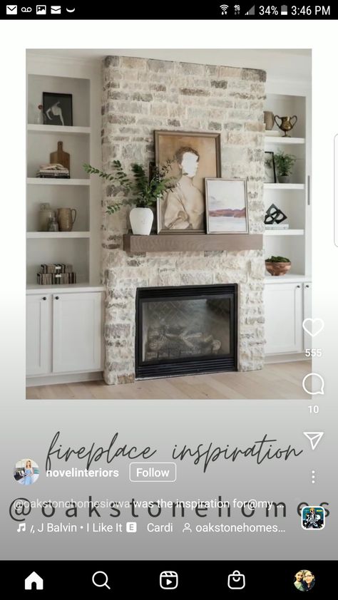 White Wash Brick Fireplace, White Wash Brick, Fireplace Built Ins, Rock Fireplaces, Inside Decor, Living Room Update, Fireplace Remodel, Coastal Living Room, Farmhouse Bedroom Decor