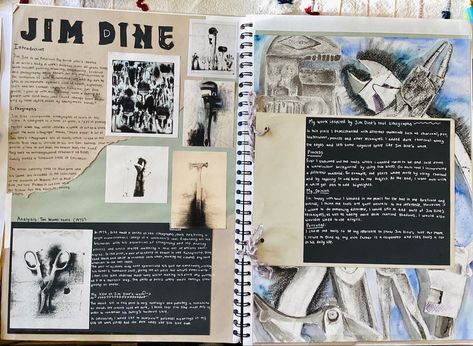 Jim Dine Artist Research Page, Sourcebook Ideas, Gcse Identity, Jim Dine Art, A Level Art Themes, Artist Research Page, Gcse Sketchbook, Mind Map Art, Artist Research