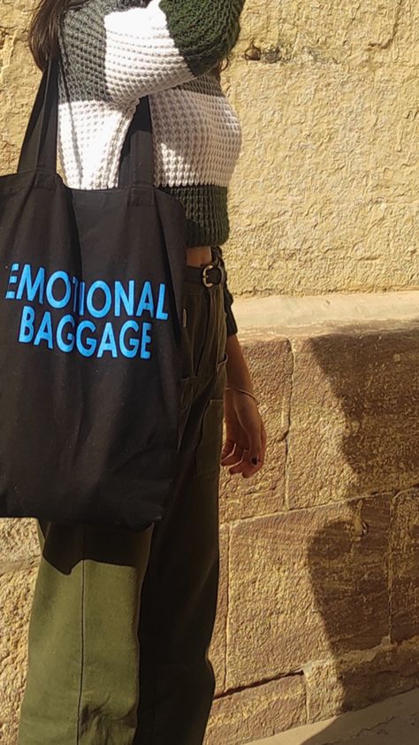 carrying my emotional baggage everywhere i go. Everywhere I Go, Emotional Baggage, Carry On, Tote Bag