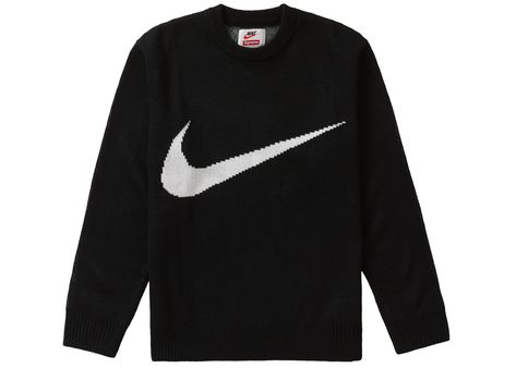 SUPREME NIKE SWOOSH SWEATER BLACK. #supreme #cloth Supreme Sweater, Supreme Streetwear, Sweater Nike, Supreme X Nike, Supreme Clothing, Supreme Nike, Best Rapper Alive, Nike Sweater, Streetwear Clothing