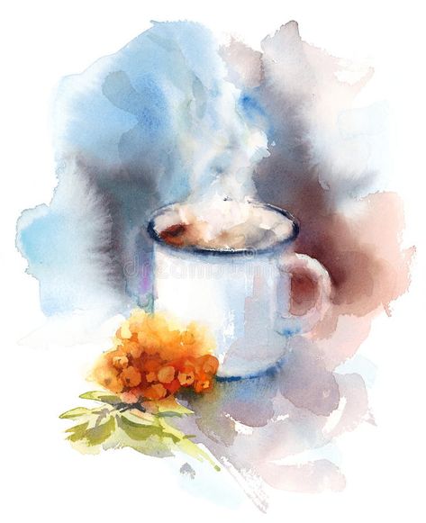 Rowan Berry, Coffee Watercolor, Berry Tea, Arches Watercolor Paper, Watercolor Landscape Paintings, Watercolor Paintings Tutorials, Watercolor Flowers Paintings, Tea Art, Amazing Art Painting