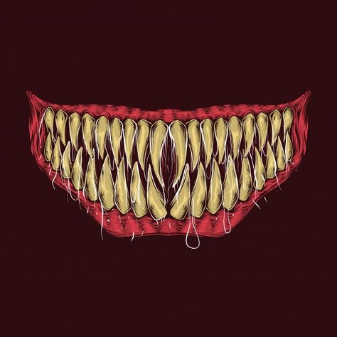 Horror Teeth Drawing, Rows Of Teeth Monster, Spiky Teeth Drawing, Monster Smile Drawing, Monster Teeth Tattoo, Monster Mouth Drawing Teeth, Creepy Teeth Drawing, Demon Teeth Drawing, Pointy Teeth Drawing