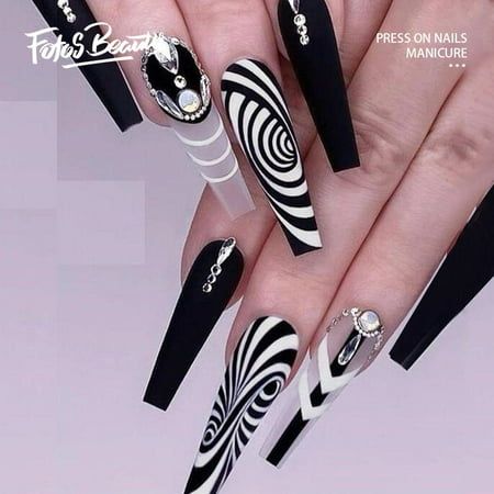 Click the image to view more Fofosbeauty Press On Nails at lower price! Limited Edition Hallo Design Nails Decoration are here, with glossy extra-long stiletto shaped nails! Spare yourself a schlep to the salon with DIY false nails that also save you time and money. Wickedly chic one-of-a-kind manicures will make you look spellbindingly beautiful in a snap. Created exclusively for Fofosbeauty by top professional nail artists and social influencers, you wont find these styles anywhere else. Fofos Black Coffin Nails, Solid Color Nails, White Nail Designs, White Nail, Luxury Nails, Coffin Nails Designs, Dope Nails, Best Acrylic Nails, Long Acrylic Nails