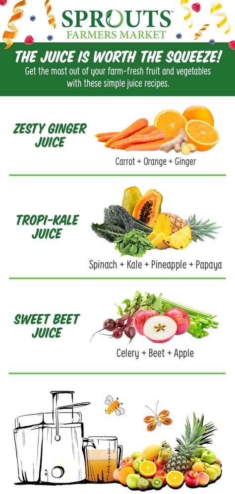 Simple Juice Recipes, Kale Juice, Easy Juice Recipes, Fruit Juice Recipes, Fresh Fruit Juice, Sprouts Farmers Market, Cook Smarts, Beet Juice, Healthy Juice Recipes