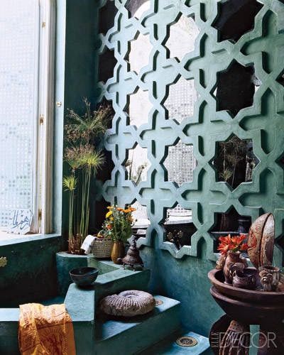 Dekorasi Maroko, Turquoise Room, Moroccan Homes, Moroccan Interiors, Mirror Design Wall, Modern Moroccan, Moroccan Design, Moroccan Decor, Green Bathroom