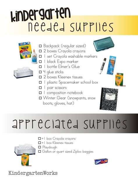 Kindergarten School Supply List :: KindergartenWorks Great way to explain why we need items AND introduce what we do in K! School Supply List Kindergarten, Kindergarten School Supply List, Kindergarten Supply List, Kindergarten Supplies, Kindergarten Orientation, Kindergarten School Supplies, Kindergarten Registration, School Supplies List Elementary, Elementary School Supplies