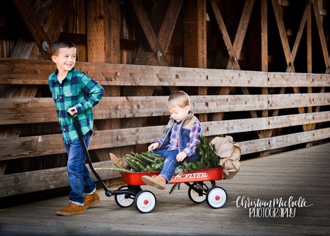 Christmas Wagon Photoshoot, Wagon Christmas Pictures, Tractor Christmas Mini Session, Red Wagon Christmas Pictures, Red Wagon Photo Shoot, Christmas Photo Session, Radio Flyer Wagon, Baby Christmas Photography, Christmas Studio