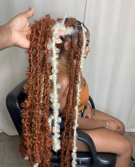 Colored Butterfly Locs, Color Butterfly Locs, Butterfly Locs With Color, Peak A Boo Hair, Butterfly Locs Hairstyle, Mermaid Oc, Butterfly Locks, Black Chyna, Black Kids Braids Hairstyles