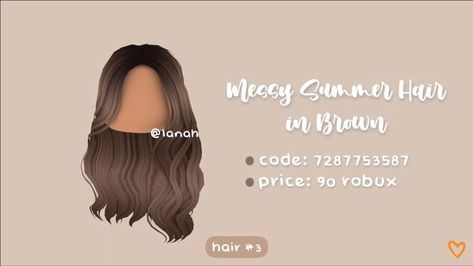 Bloxburg Hair Codes Brown, Bloxburg Brown Hair Codes, Pelo Aesthetic, Soft Aesthetic Outfits, Soft Girl Aesthetic Outfit, Roblox Sets, Bloxburg Clothes, Bloxburg Hacks, Brown Hair Roblox