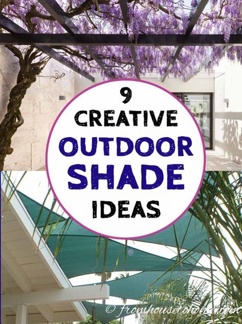 These outdoor shade ideas for the backyard are awesome whether you are looking for something to cover your deck, a patio or just part of your yard. The DIY patio cover ideas are very creative and simple to make. I love the gazebo over the deck, and the pergola over the grill. Great ideas for your garden landscaping. #fromhousetohome #shadeideas #gazebo #pergola #deckstructures #gardenideas Diy Backyard Shade Ideas, Diy Backyard Shade, Backyard Shade Ideas, Diy Patio Cover, Diy Pergola Kits, Deck Shade, Deck Or Patio, Shade Ideas, Backyard Shade