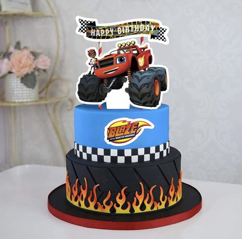 Monster Machine Cake, Blaze Birthday Cake, Blaze And The Monster Machines Cake, Compleanno A Tema Hot Wheels, Bolo Blaze, Blaze Cakes, Festa Monster Truck, Monster Truck Birthday Cake, Blaze Birthday Party