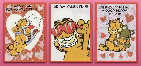 Garfield Valentines, Jules Core, Garfield Art, Valentine Jokes, Garfield Images, Gay Best Friend, Valentines Surprise, Stickers Collage, Vintage Garfield