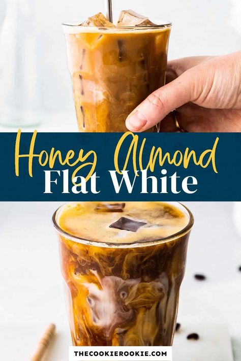 Flat White Starbucks, Espresso Drink Recipes, Healthy Coffee Drinks, Flat White Coffee, Vanilla Iced Coffee, Almond Milk Coffee, Simple Cafe, Espresso Recipes, Iced Coffee Drinks