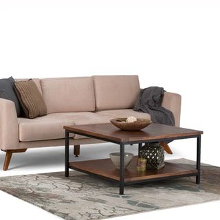 WYNDENHALL Rhonda Square Coffee Table in Dark Cognac Brown Square Coffee Tables, Modern Industrial Coffee Table, Mango Wood Coffee Table, Industrial Modern Design, Multipurpose Table, Industrial Coffee, Perfect Coffee Table, Living Room Decorations, Industrial Coffee Table