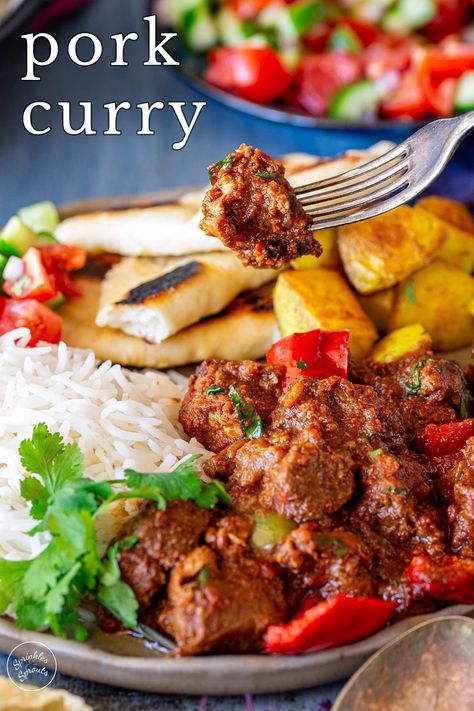 This pork curry is the ultimate comfort dish. The recipe uses pork shoulder, slow-cooked in the oven until it's fall-apart tender. The sauce is rich, flavorful, and easy to throw together. Shoulder is perfect for long, slow cooking. The fat melts down, keeping the meat juicy and flavorful, and the oven does all the hard work. Pair it with some fluffy rice, maybe a bit of naan, and you've got a hearty meal perfect for any night of the week! Pork Shoulder Recipes Oven, Sprouts Recipes, Pork Curry, Pork Shoulder Recipes, Fluffy Rice, Sunday Dinner Recipes, Curry Recipes Indian, Hearty Meal, Fall Dinner Recipes