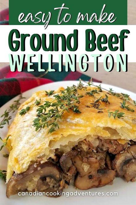 Easy Ground Beef Wellington recipe Ground Beef Wellington Recipe, Acorn Squash Recipes Healthy, Puff Pastry Dinner, Puff Pastry Recipes Dinner, Ground Beef Wellington, Recipe Ground Beef, Beef Recipes For Dinner Healthy, Recipes Using Ground Beef, Wellington Recipe