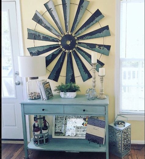 www.weatheredfinishes.com Fixer Upper Wall Decor, Windmill Wall Decor, Fixer Upper Decor, Windmill Decor, Unique Farmhouse, Bohemian Living, Farmhouse Decor Living Room, Rustic Living, Rustic Living Room