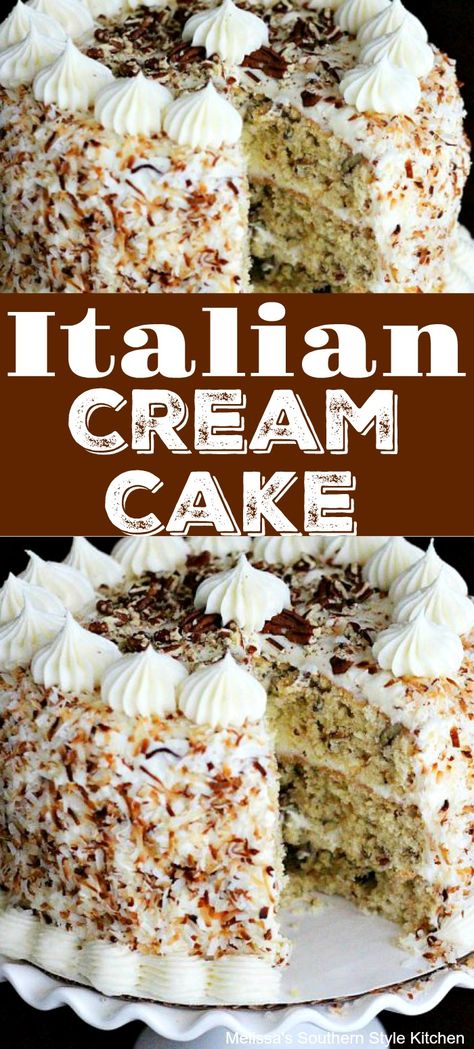 Citrus Cake Recipe, Coconut Food, Italian Cream Cake Recipe, Dessert Chef, Citrus Cake, Rock Cake, Dessert Oreo, Italian Cream Cakes, Italian Cream