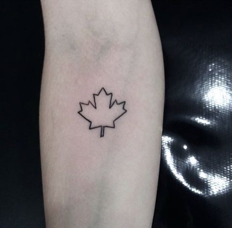 Maple Leaf Outline Tattoo, Canadian Leaf Tattoo, British Columbia Tattoo Ideas, Toronto Maple Leaf Tattoo, Canada Maple Leaf Tattoo, Canadian Tattoo Ideas For Men, Canadian Tattoo For Women, Canada Tattoo Ideas Simple, Canada Tattoo Ideas