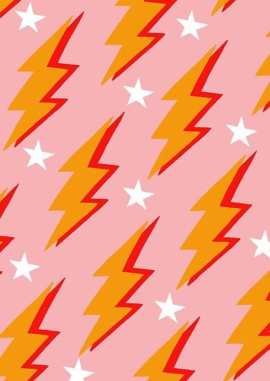 lightning bolt design • Millions of unique designs by independent artists. Find your thing. Lightning Bolt Design, Lightning Bolt, Pink Background, Stars, Pink, Pins, White, Design