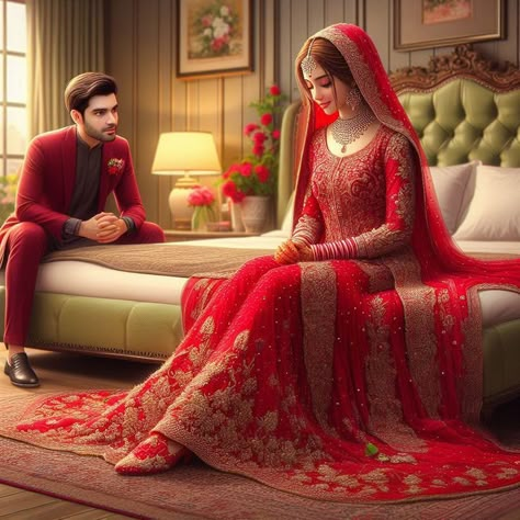 Baju Kahwin, Couple Artwork, Muslim Bridal, Muslim Brides, Asian Wedding Dress, Hijab Bride, Beautiful Casual Dresses, Pose For Photoshoot, Red Wedding Dresses