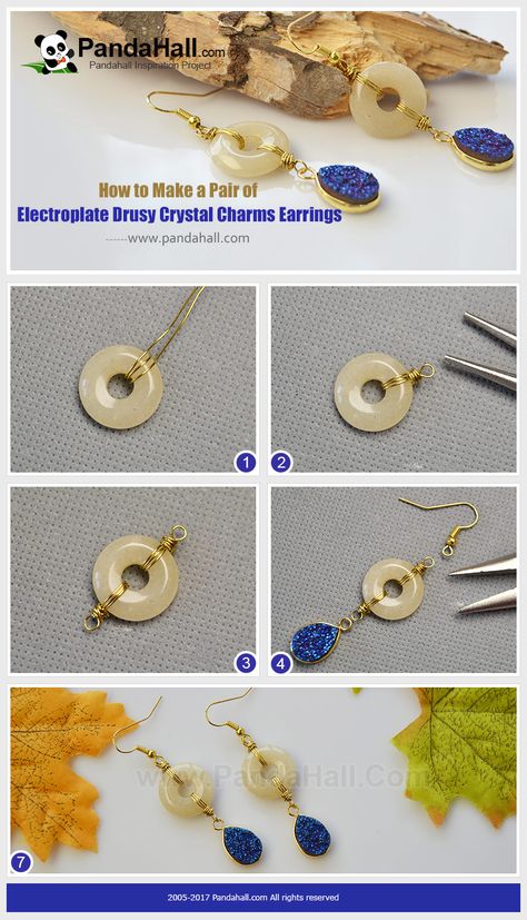 Donut Diy, Beebeecraft Tutorials, Donut Jewelry, Diy Donut, Jewelry Wire Wrapping, Donut Earrings, Wire Wrapping Diy, Charms Earrings, Loc Jewelry