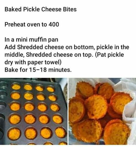 Pan Fried Pickles, Muffin Tin Recipes, Cheese Bites, Mini Muffin Pan, Lean And Green Meals, Bariatric Recipes, Mini Muffins, Burger Recipes, Oven Baked