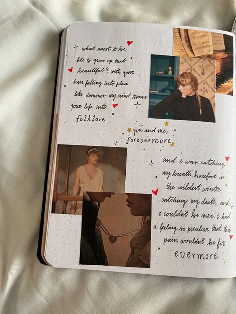 Tayloe Swift evermore + folklore journal page // gold rush + new year's day + evermore // taylor swift aesthetic journal Taylor Swift Aesthetic Journal, Evermore Taylor Swift Aesthetic, Folklore Journal, Evermore Taylor Swift, Evermore Folklore, Bulletin Journal, Swift Aesthetic, Taylor Swift Aesthetic, Bulletin Journal Ideas