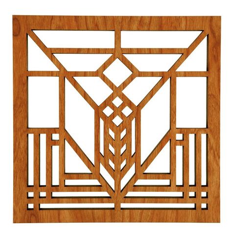 Frank Lloyd Wright Stained Glass Pattern, Frank Lloyd Wright Robie House, Metal Trivet, Frank Lloyd Wright Stained Glass, Trivet Design, Cnc Furniture Plans, Lake Geneva Wisconsin, Park Project, Frank Lloyd Wright Design