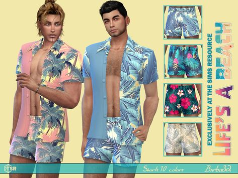 Sims 4 Men Swimwear, Hawaiian Swimwear, Ts4 Clothes, Witchy Dress, Cc Packs, Cc Clothes, Hawaiian Pattern, Sims 4 Teen, Sims 4 Cc Packs