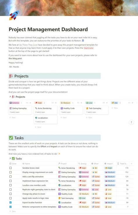 Work Dashboard Notion, Notion Kanban Board, Notion Template Ideas Project Management, Notion Work Dashboard, Notion For Project Management, Notion For Work Template, Notion Project Management Template, Notion Template Ideas For Work, Task Prioritization Template