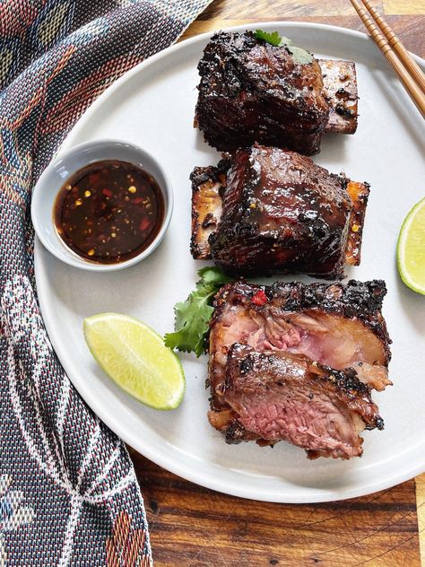 Vietnamese Short Ribs - “Suon Bo Nuong” Recipe — WHISKEY & BOOCH Vietnamese Short Ribs Recipe, Vermicelli Noodle Bowl, Vietnamese Pork, Bbq Marinade, Rib Sauce, Meat Marinade, Short Ribs Recipe, Honey Sauce, Tastemade Recipes